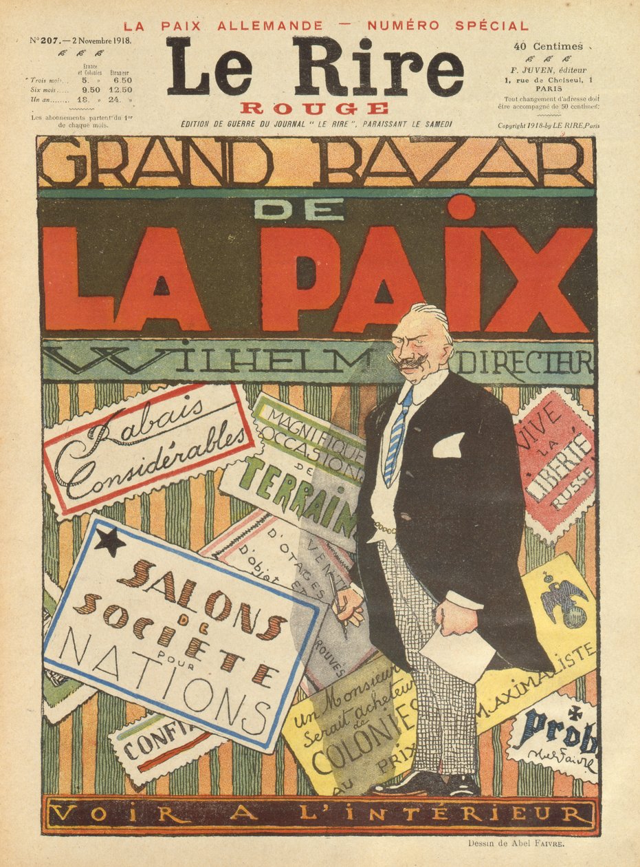 Velký mírový bazar. obálka Le Rire, 2. listopadu 1918 od Jules Abel Faivre