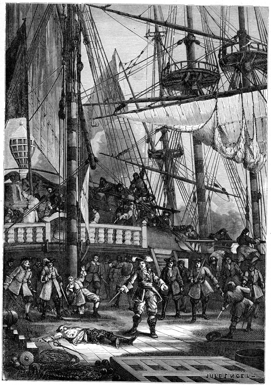 Jean Bart zabije holandského kapitána Neptunu, 1898 od Jules Achille Noel
