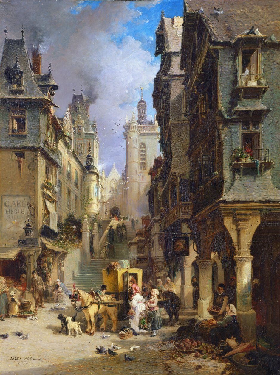 Pouliční scéna v Morlaix v roce 1830, 1870 od Jules Achille Noel