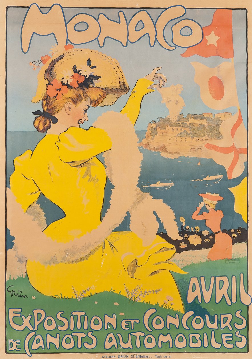 Monako, c. 1908 (barevná litografie) od Jules Alexandre Gruen or Grun