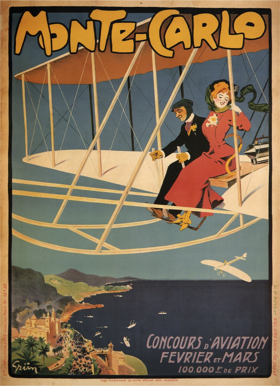Monte-Carlo soutěžní letectví (plakát) od Jules Alexandre Gruen or Grun