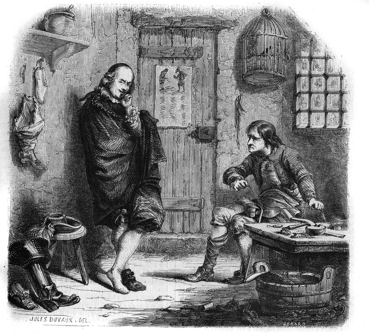 Pierre Corneille (1606-1684) u zachránce. Rytina Jules Duvaux od Jules Antoine (after) Duvaux