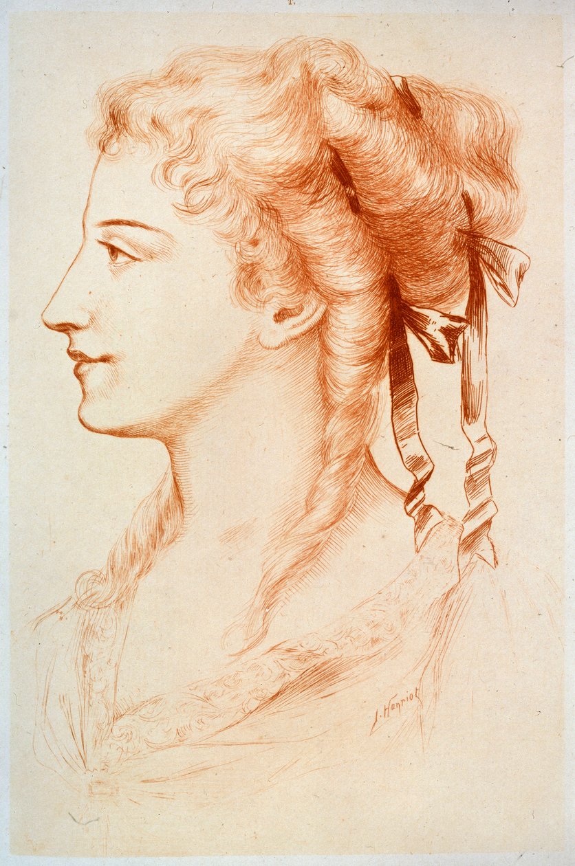 Portrét mladé dámy, 19. století. od Jules Armand Hanriot