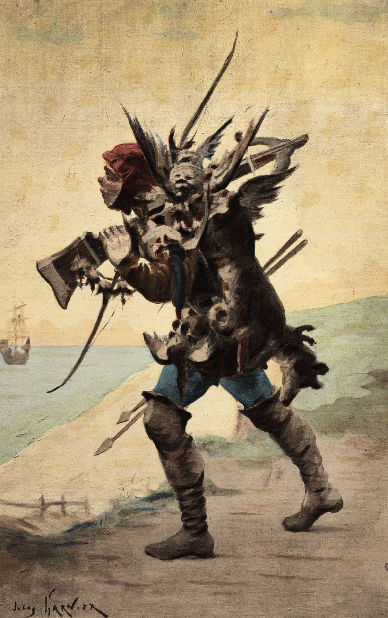 Carpalim nese na zádech maso. Pantagruel. Ilustrace Jules Garnier. V knize "Rabelais et l