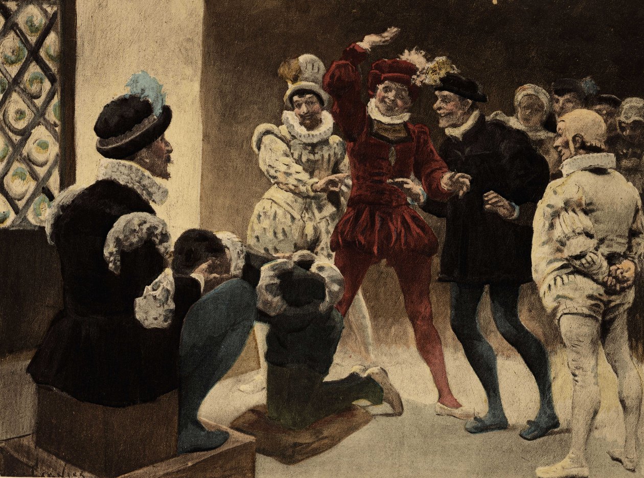 Muži hrající chapifou (markýza). Gargantua. Ilustrace Jules Garnier. V knize "Rabelais a dílo Julese Garniera". od Jules Arsene Garnier