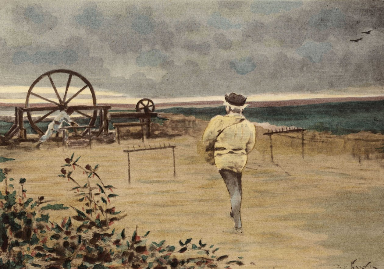 Příprava rostliny s názvem Pantagruelion. Pantagruel. Ilustrace: Jules Garnier. In "Rabelais et l
