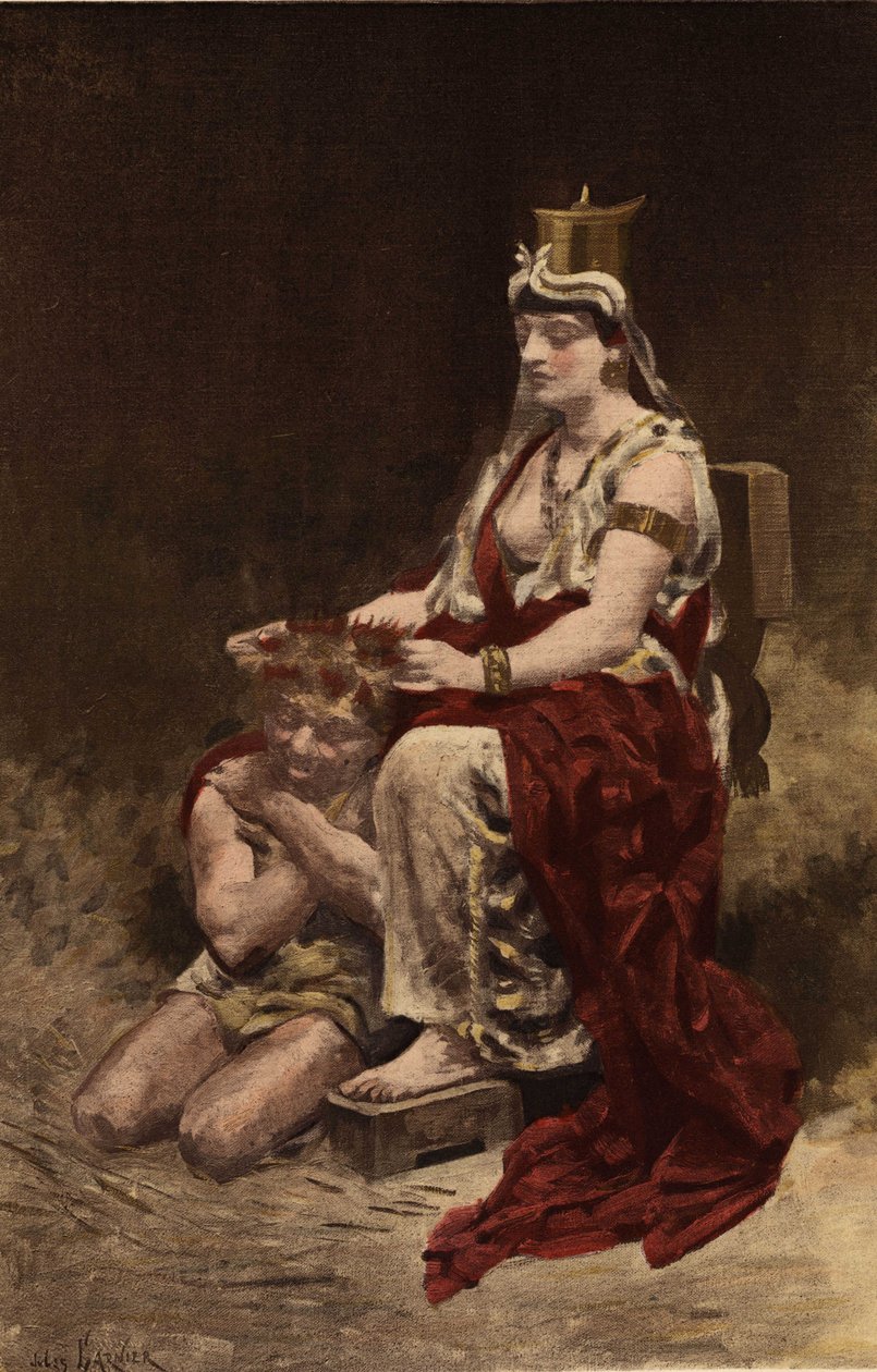 Semiramis (Semiramis) navíjející belistre (tramp). Pantagruel. Ilustrace Jules Garnier. V knize "Rabelais a dílo Julese Garniera". od Jules Arsene Garnier
