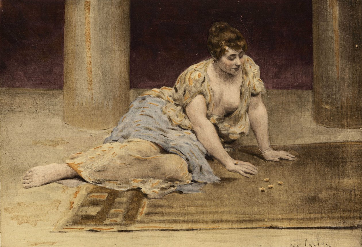 Žena hraje hru příběhů (tabulky). Gargantua. ilustrace Jules Garnier. In "Rabelais et l