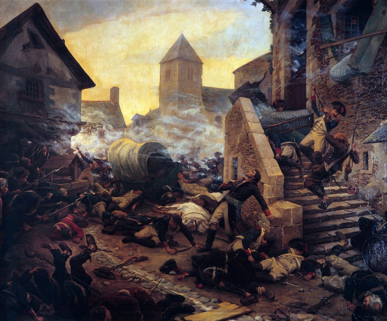 Smrt generála Moulina během bojů o Cholet v roce 1794 od Jules Benoit Levy