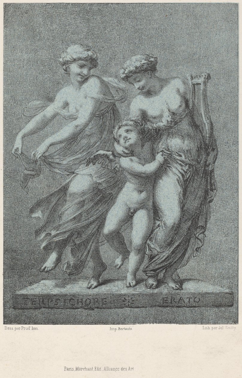Apollo a múzy od Jules Boilly after Pierre Paul Prud