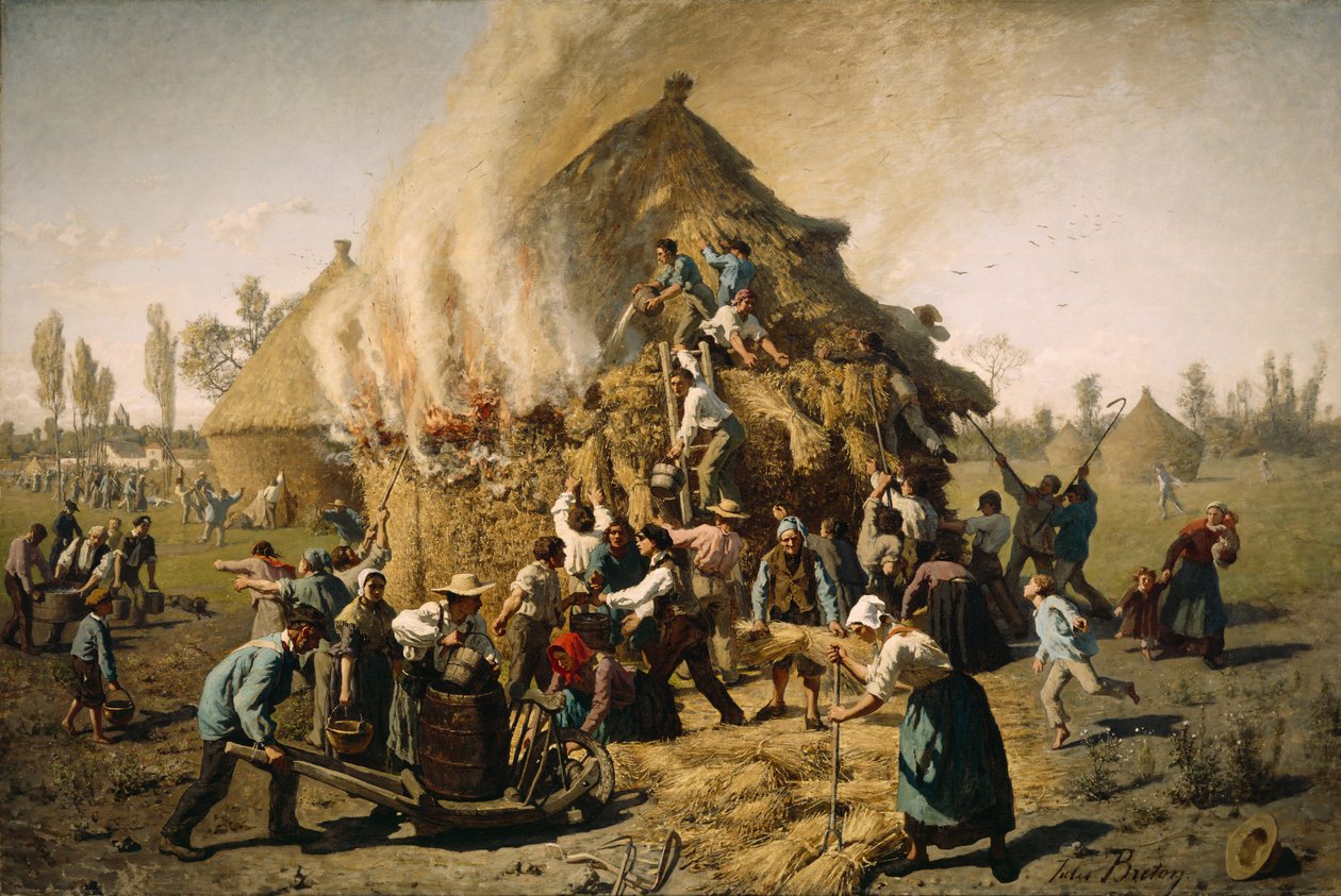 Požár v kupce sena, 1856 od Jules Breton