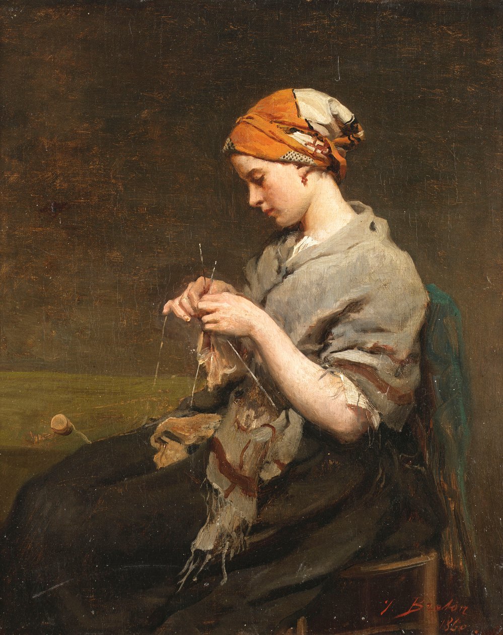 Dívka pletení od Jules Breton