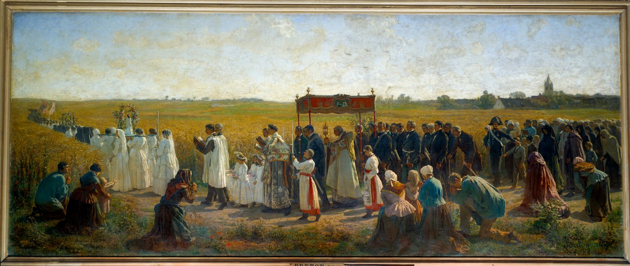 Požehnání pšenice v malbě Artois od Julese Bretona (1827-1906) 1859 Ne. 1,3x3,2 m Arras, Muzeum výtvarných umění od Jules Breton
