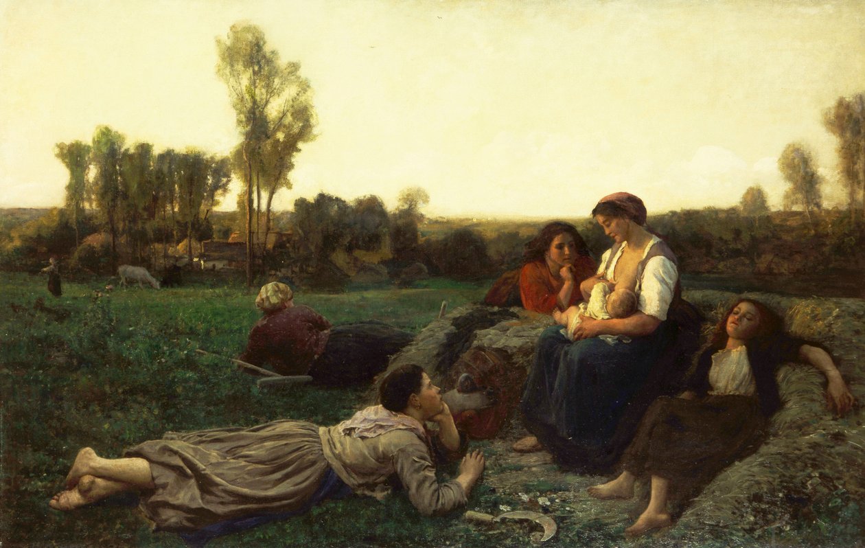 Haymakers at Rest; zbytek obracečů, 1873 od Jules Breton