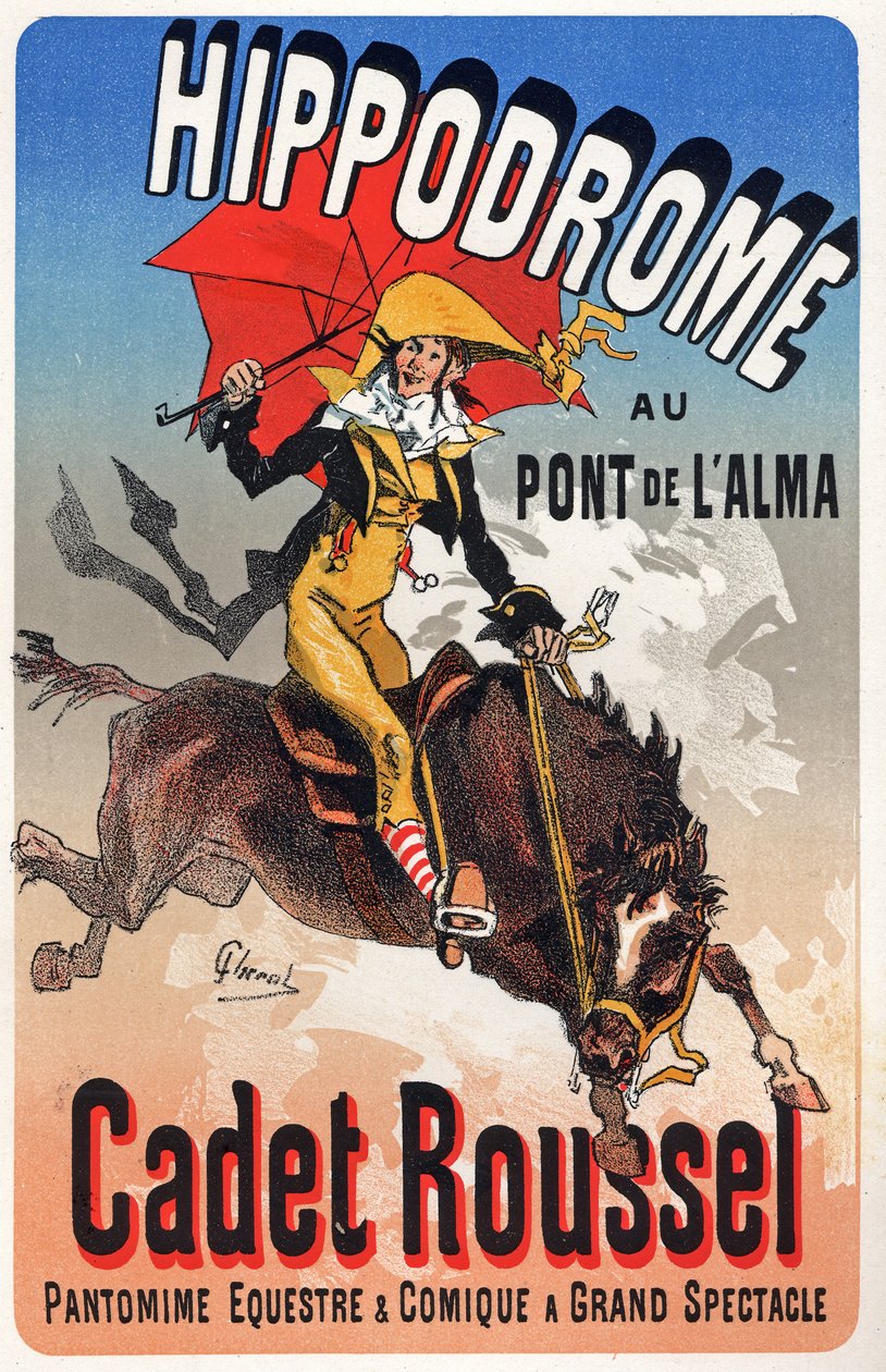 Umění. Zábava. Cadet Roussel, koňská show v Hippodrome du Pont de l