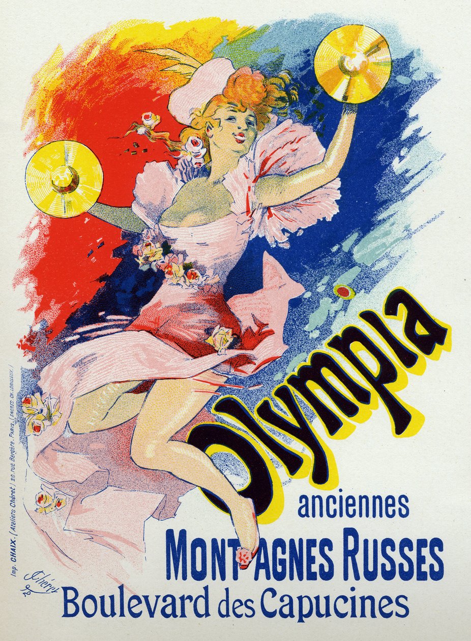 Umění. Zábava. Olympia, hudební síň v Paříži. Plakát Julese Chereta, Francie od Jules Cheret