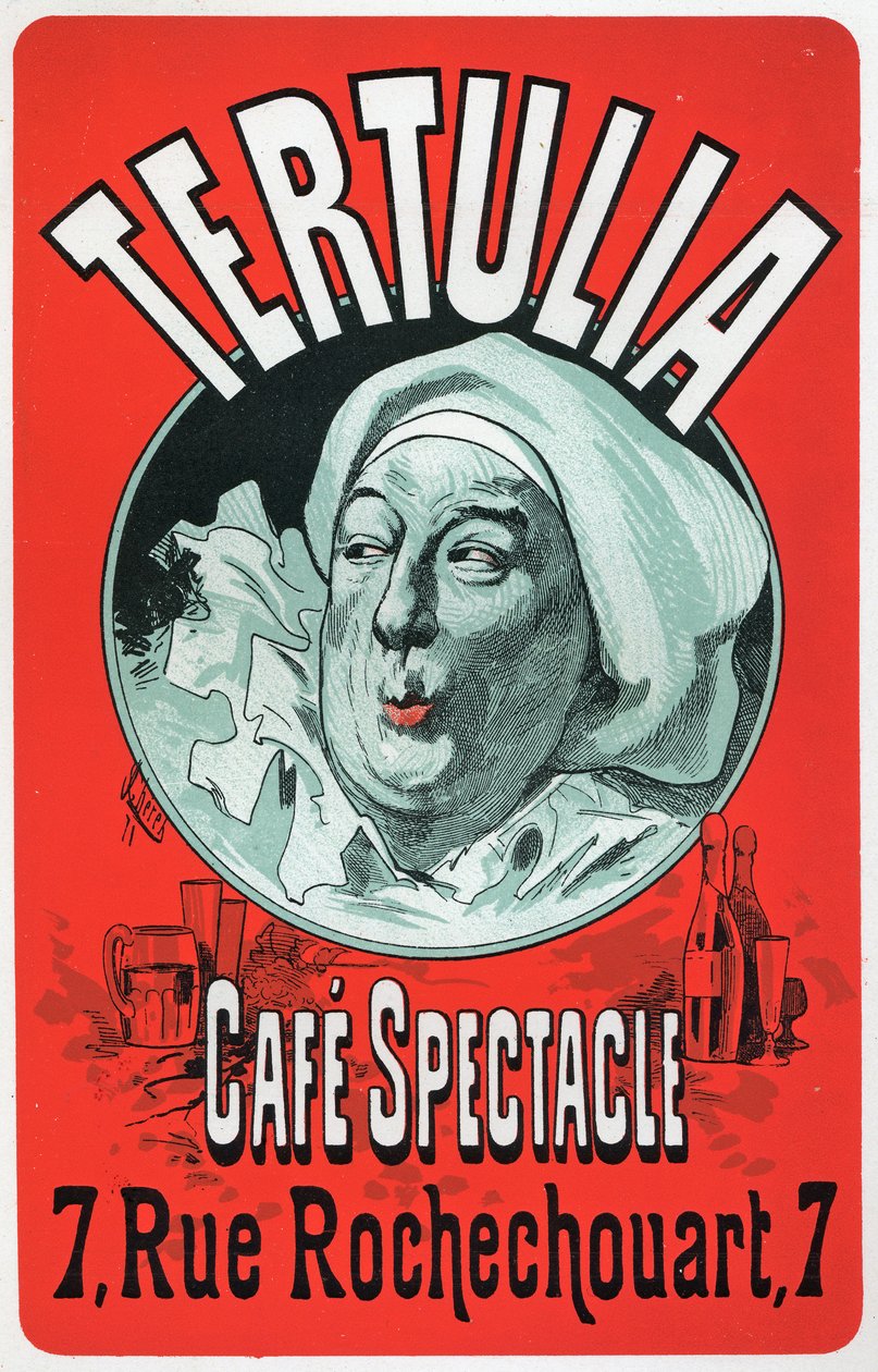 Umění. Zábava. Tertulia, show v Cafe Spectacle v Paříži. Plakát Julese Chereta, kolem roku 1870 (plakát) od Jules Cheret