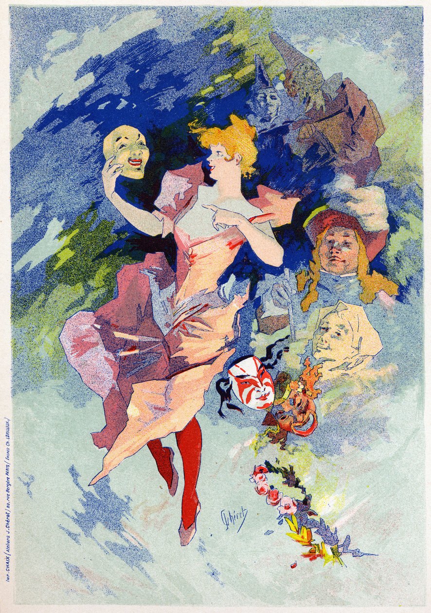 Alegorie komedie, konec 19. století (ilustrace) od Jules Cheret