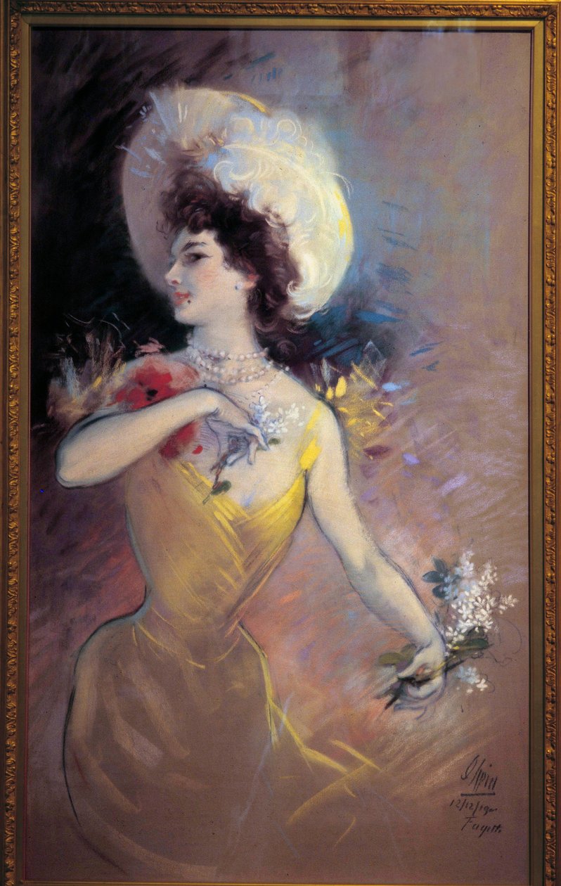 Fagette Mladá žena s kloboukem a kyticí květin. Obraz Julese Chereta (1836-1932) 1900. Nice, Musee Cheret od Jules Cheret