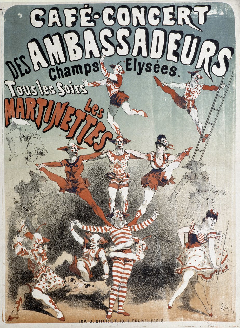 Les Martinettes au Cafe-Concert des Ambassadeurs - plakát Julese Chereta, konec 19. století od Jules Cheret