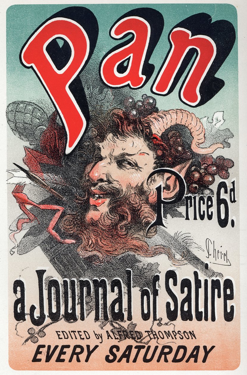 Literatura. Pánev, satirické noviny. Plakát Julese Chereta, Anglie, kolem roku 1880 (plakát) od Jules Cheret