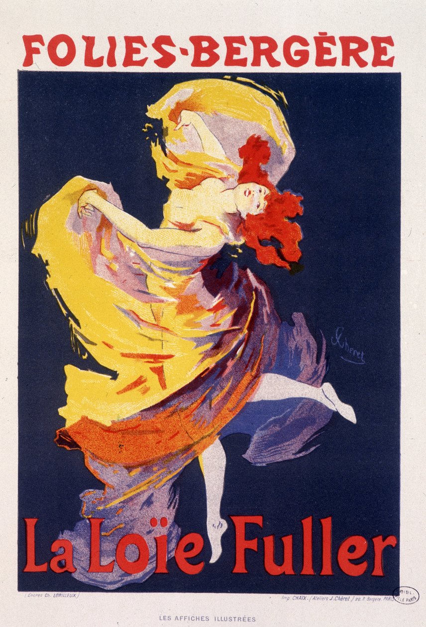 Loie Fuller ve společnosti Folies Bergere - od Julese Chereta, c. 1890 od Jules Cheret