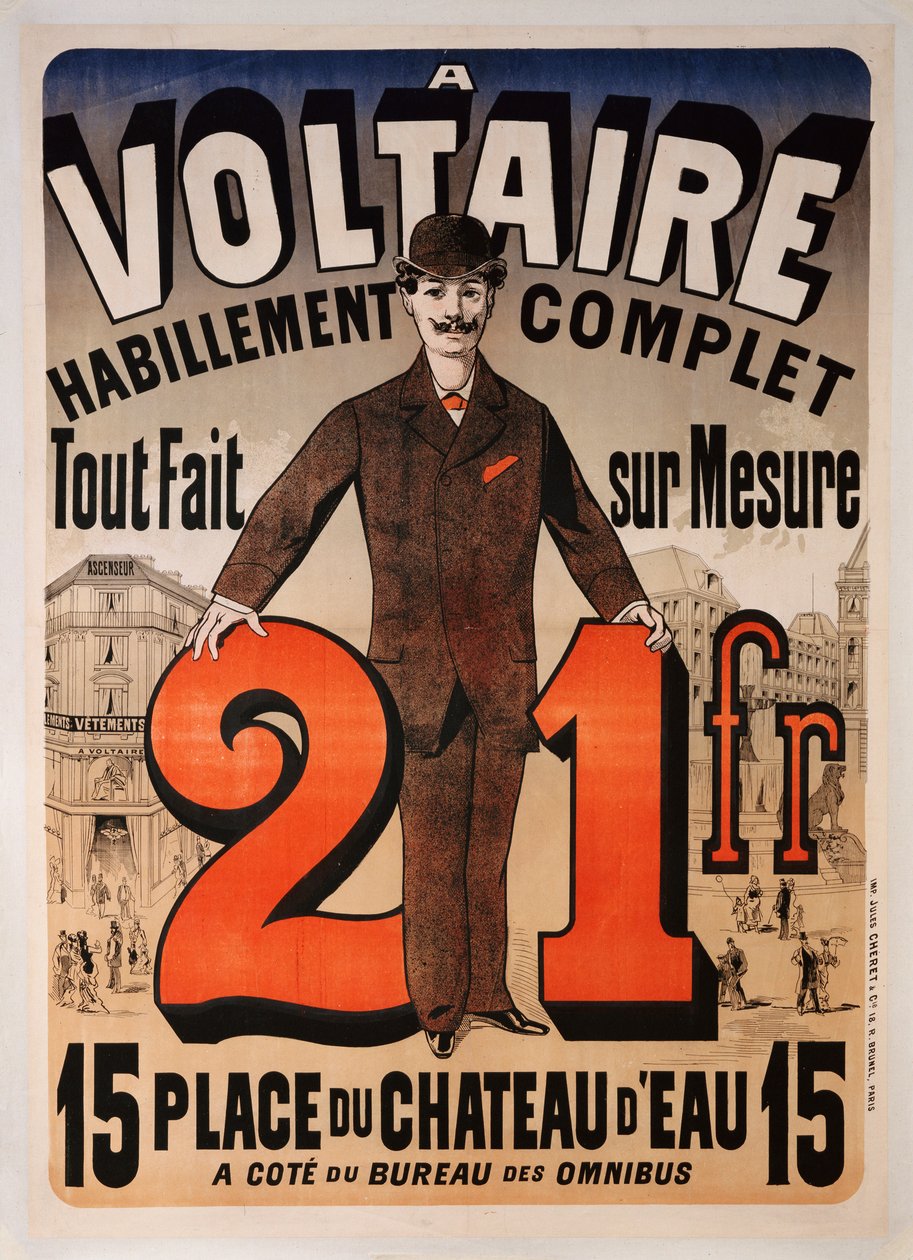 Plakátová reklama "A Voltaire", kolem 1877 od Jules Cheret