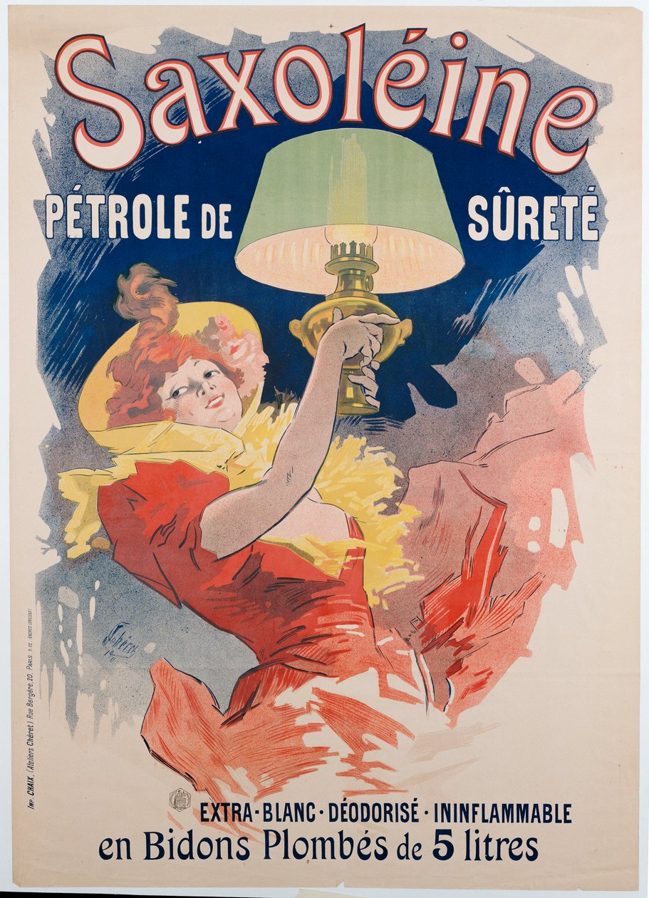 Reklamní plakát "Saxoleine", olej do bezpečnostních lamp, 1901 od Jules Cheret