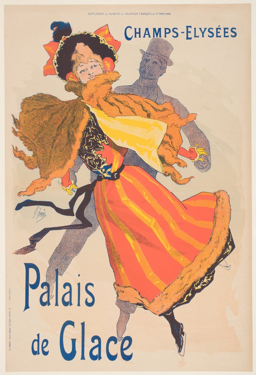 Plakát inzerující Ledový palác, Champs Elysees od Jules Cheret