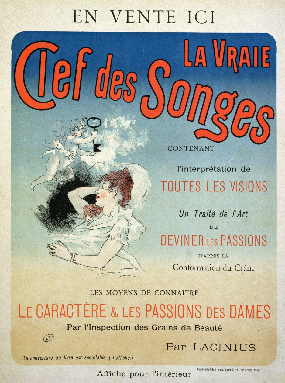 Plakát propagující knihu „La Vraie Clef des Songes“ od Lacinia, 1892 od Jules Cheret
