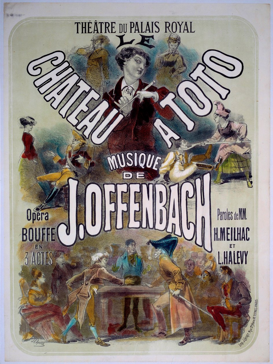 Plakát k představení "Le chateau a Toto" s hudbou Jacquese Offenbacha (1819-1880) v divadle Palais Royal, ilustrace Jules Cheret (1836-1932) 1868. od Jules Cheret