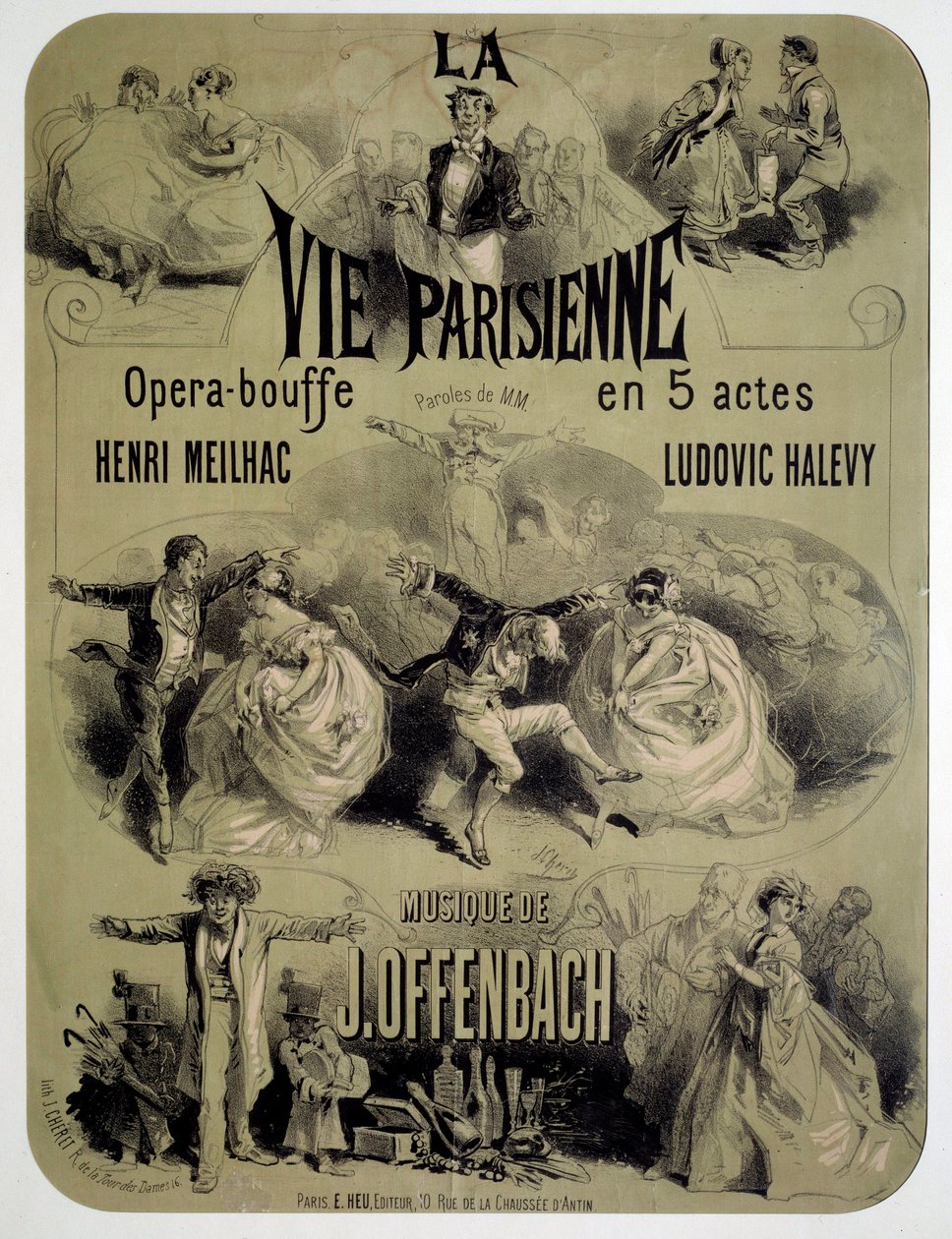 Plakát k opernímu jídlu „Pařížský život“ od Jacquese Offenbacha (1819-1880) od Jules Cheret