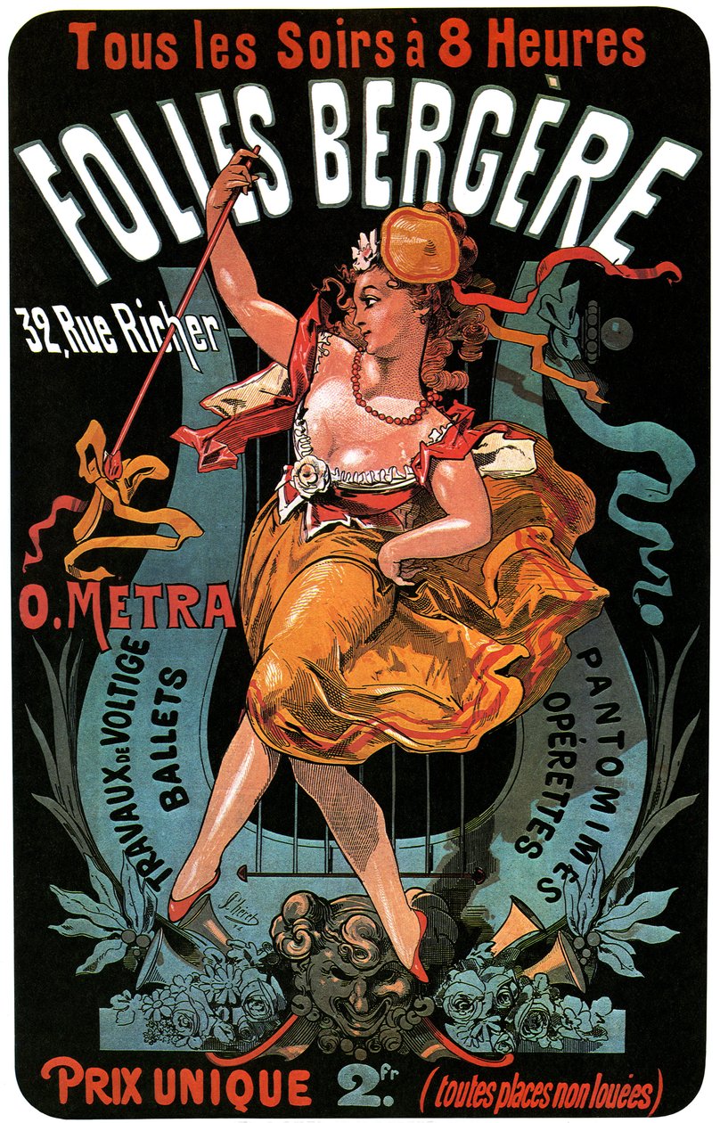 Plakát pro Folies-Bergere 1874 od Julese Chereta (1836-1932) - akrobatická díla, balety, pantomimy, operety, tanec, tanečnice, hudební sál (hudební sál), gay Paříž, Paříž v noci - od Jules Cheret