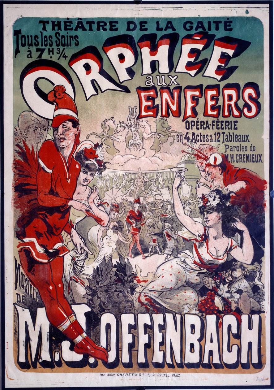 Plakát k operetě „“Orphee aux Envers”” zhudebněné Jacquesem Offenbachem (1819-1890) v Theater de la Gaite v Paříži. Ilustrace Jules Cheret (1836-1932) 1874. od Jules Cheret