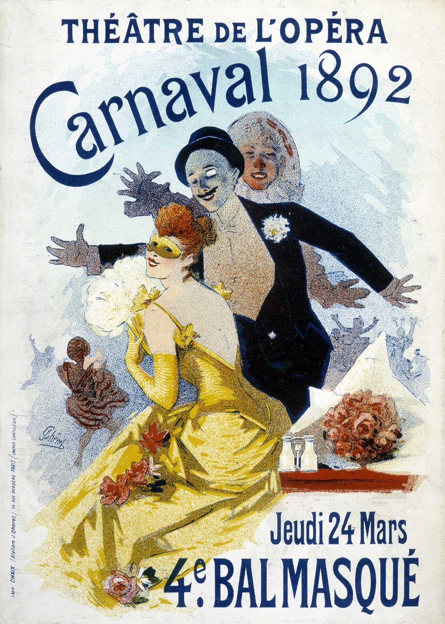 Plakát Cherret pro karneval 1892 v divadle opery. od Jules Cheret