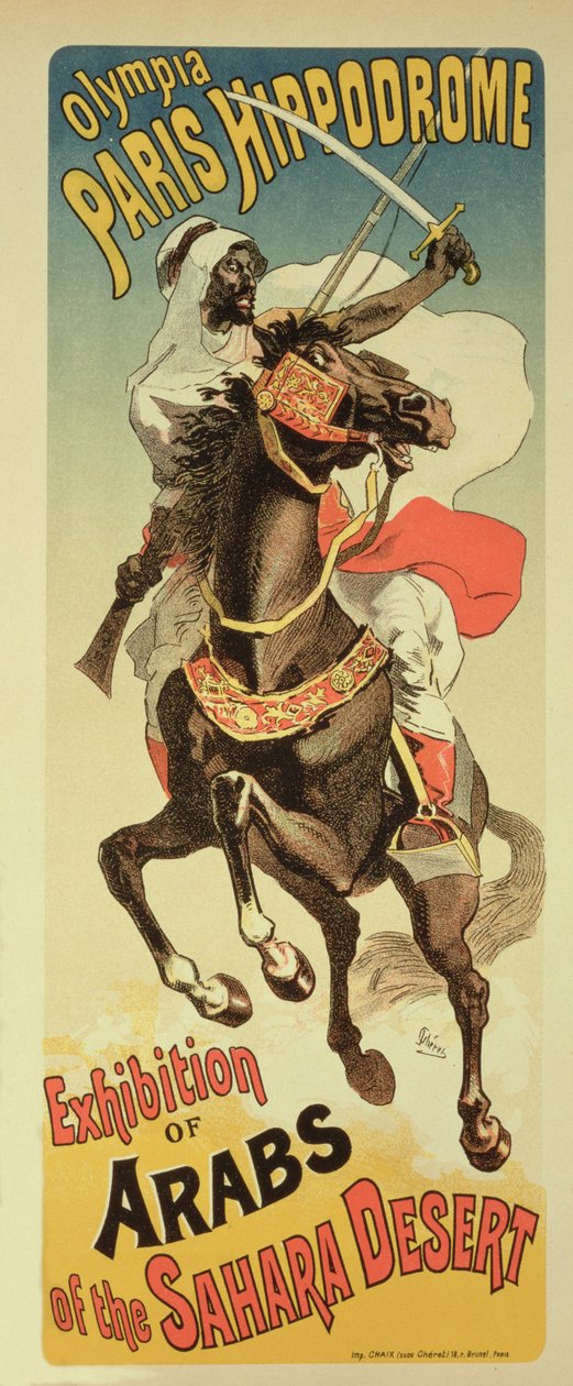 Reprodukce plakátu propagujícího "Výstavu Arabů ze Sahary", pařížský hipodrom od Jules Cheret