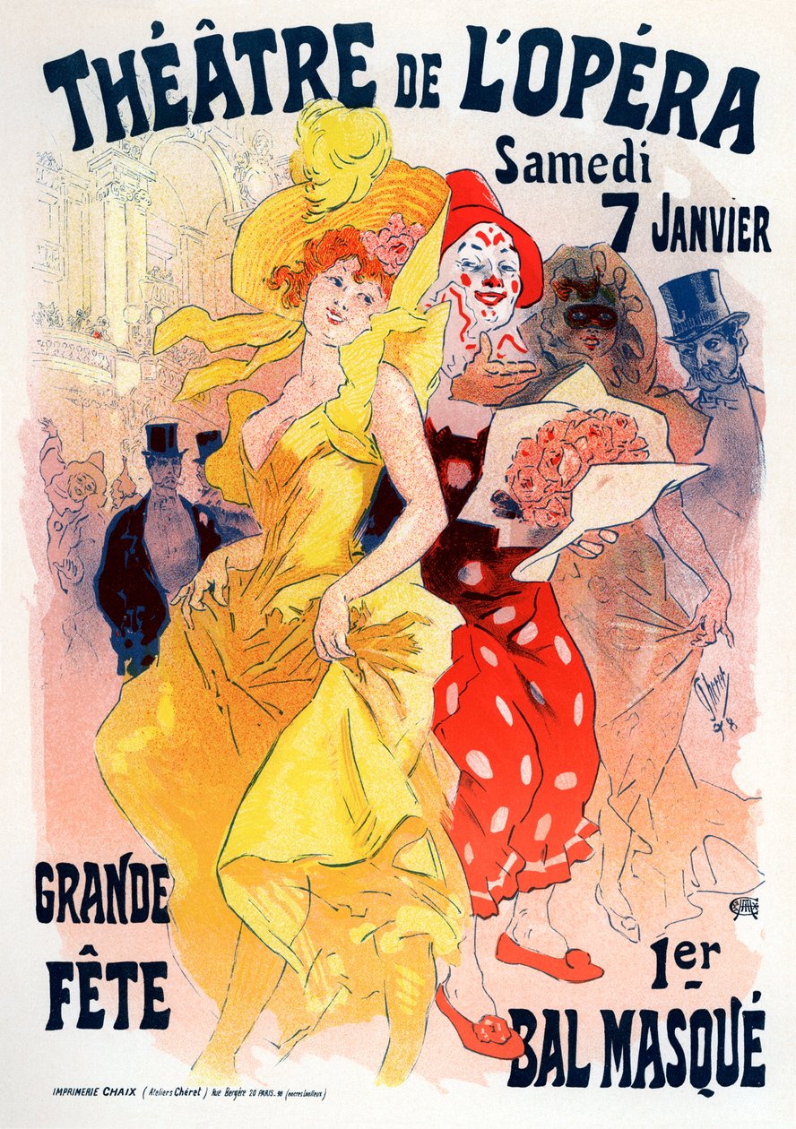 Divadlo opery. Bal maskovaný plakát, 1898-1899 od Jules Cheret