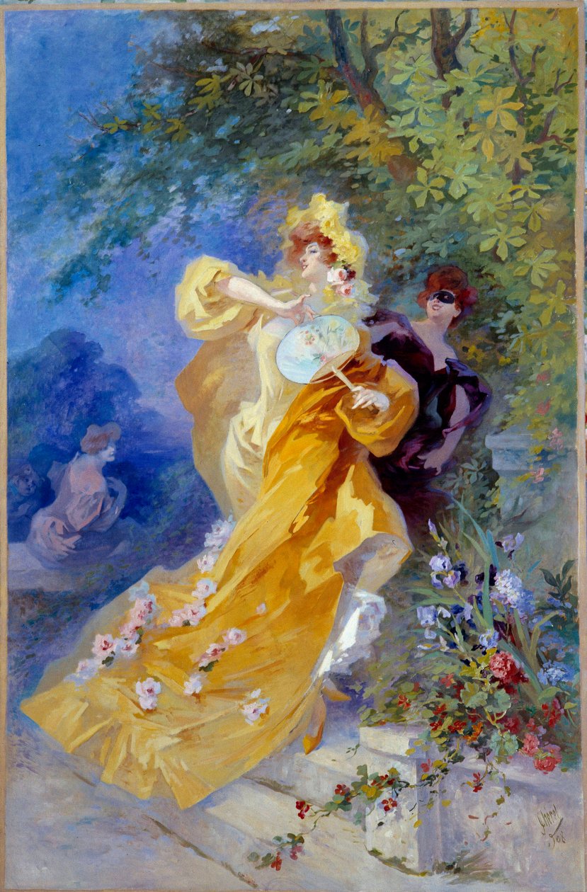 Obraz Žluté domino od Julese Chereta (1836-1932) Nice, Musee Cheret 20. století od Jules Cheret
