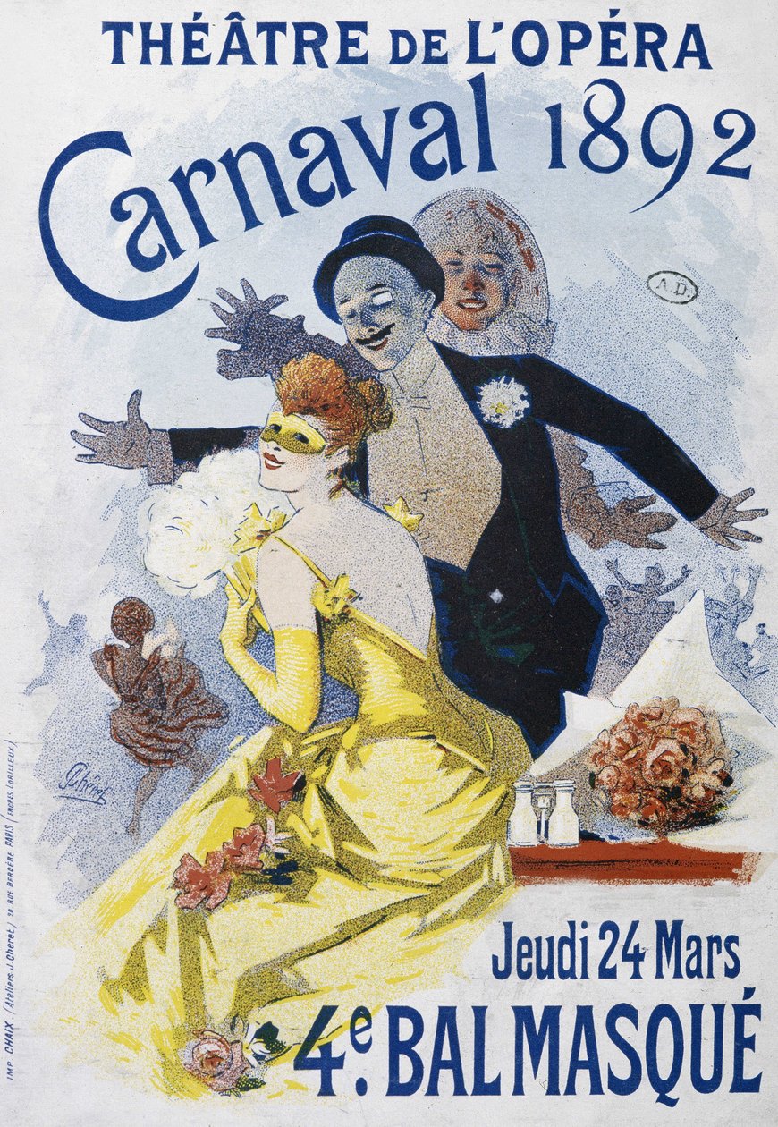 Divadlo opery: canarval 1892, maska 4. plesu - plakát Julese Chereta od Jules Cheret