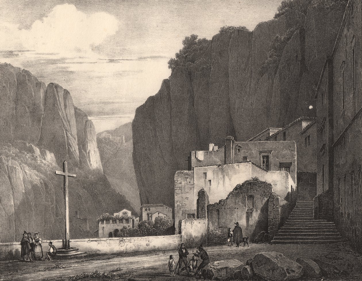 Pohled na Amalfi, Kampánie, Itálie, litografie podle kresby Julese Coigneta (1798-1860), 258x245 cm od Jules Coignet
