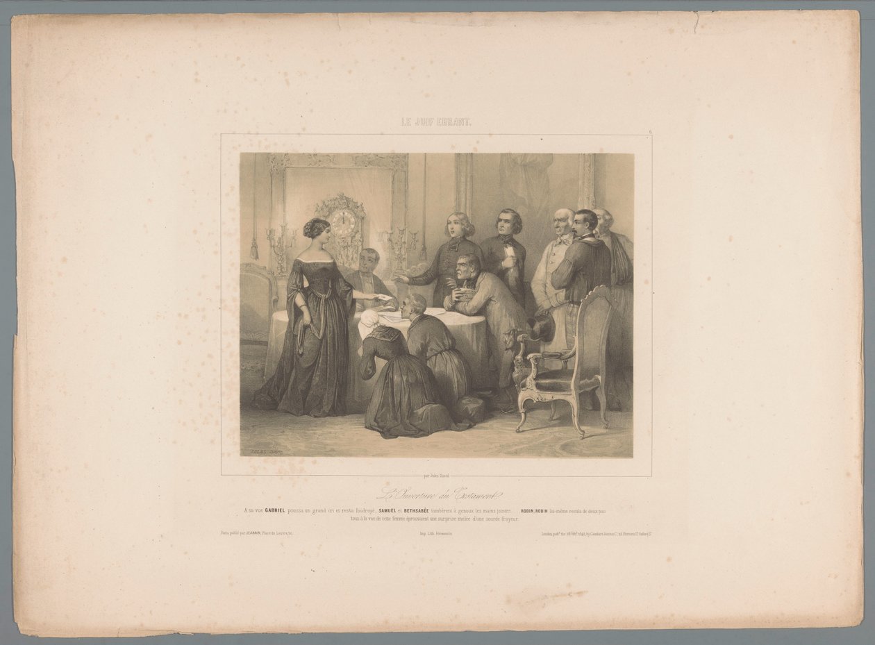 Herodias předkládá svůj testament Otevření závěti (titul na předmětu) Scény z románu The Wandering Žid od Eugèna Sue (název série) The Wandering Žid (název série na objektu) od Jules  David
