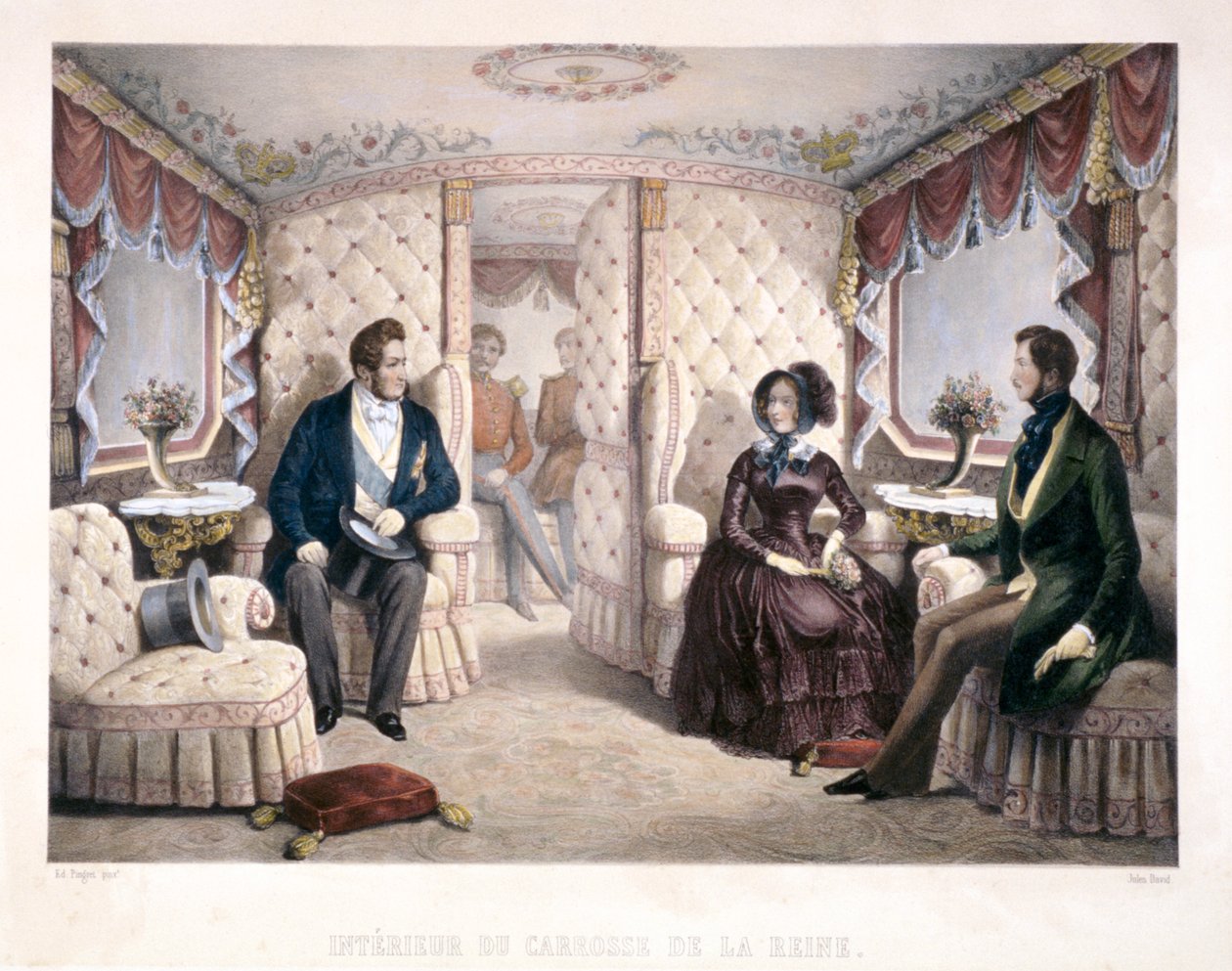 Král Louis Philippe, královna Viktorie a princ Albert v královském kočáru, 1846. od Jules David