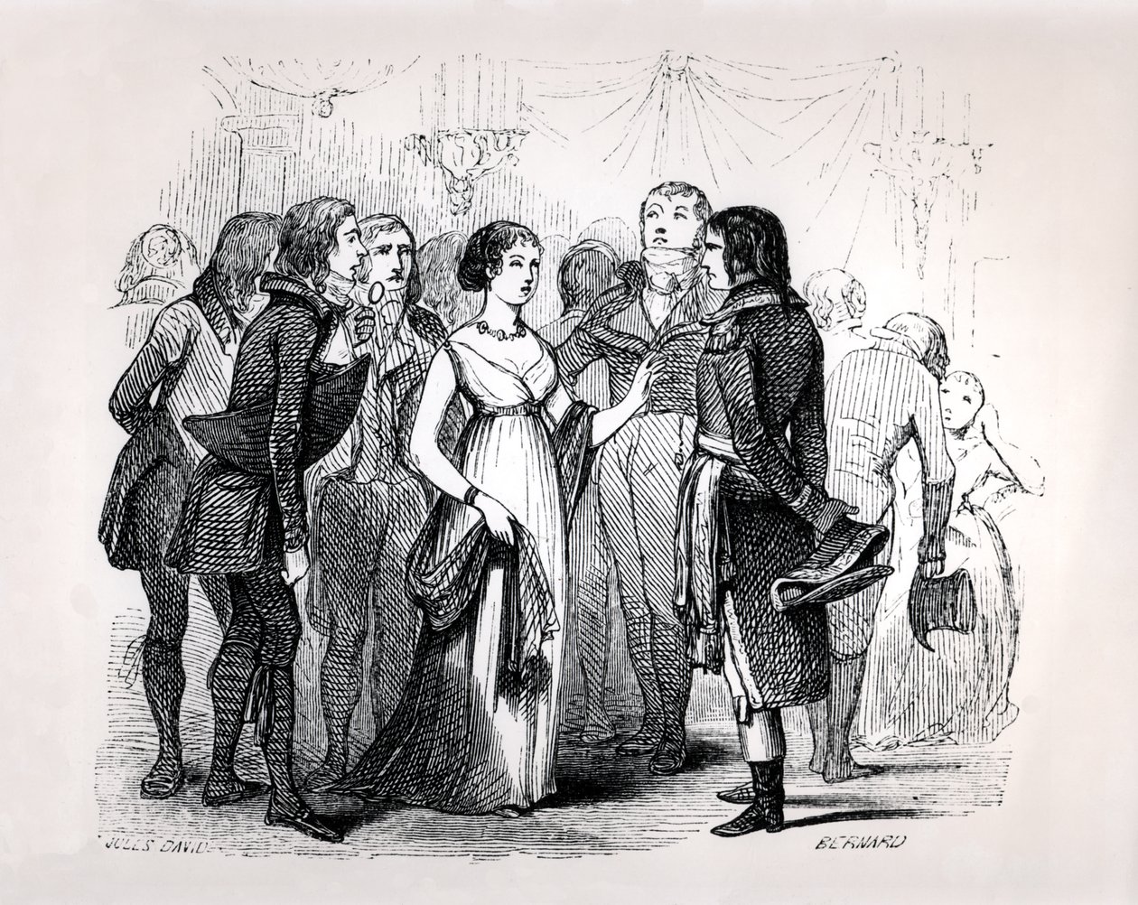 Madame de Stael (1766-1817) vyslýchající Napoleona Bonaparta (1769-1821) o nejlepších ženách, z 