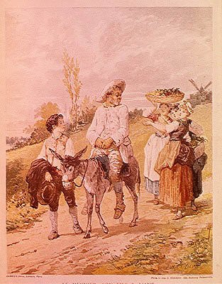 Miller, jeho syn a osel (litografie, 20. století) od Jules David