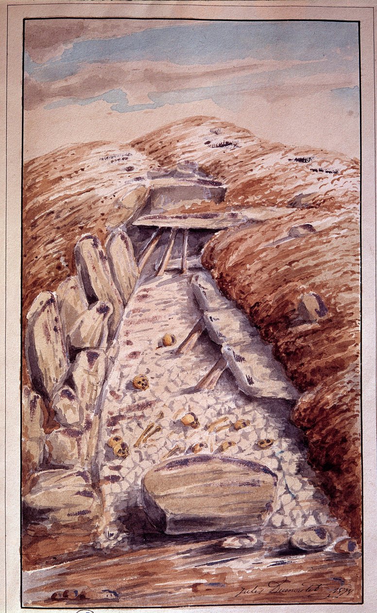 Prehistorie: Dolmen of Etang-la-Ville (Yvelines), Akvarel od Julese Dumouteta (1815-1880) od Jules Dumoutet