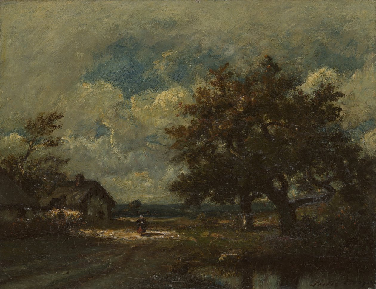 Chata u cesty, Bouřlivé nebe, c. 1860. od Jules Dupré