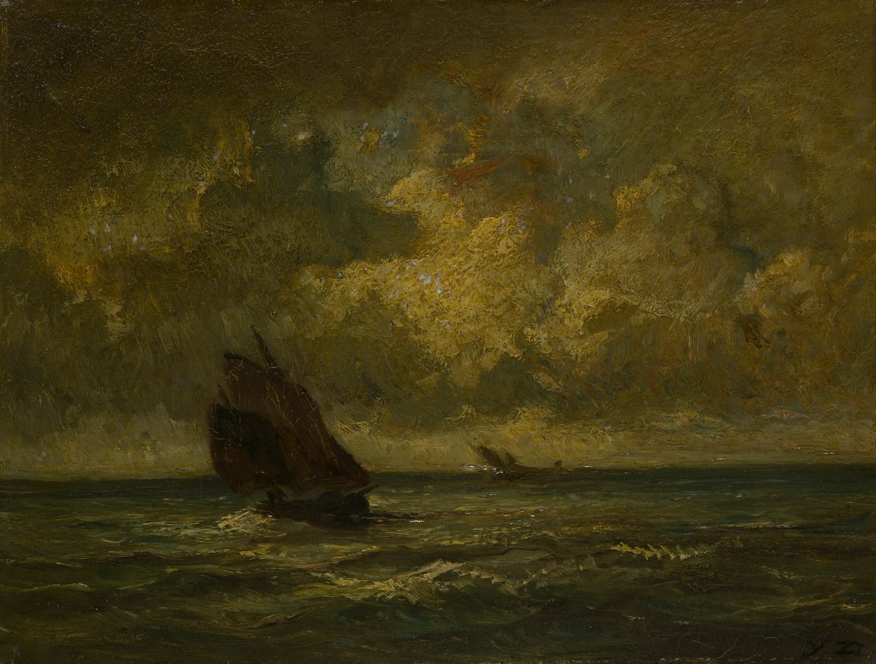 Dvě lodě v bouři od Jules Dupré
