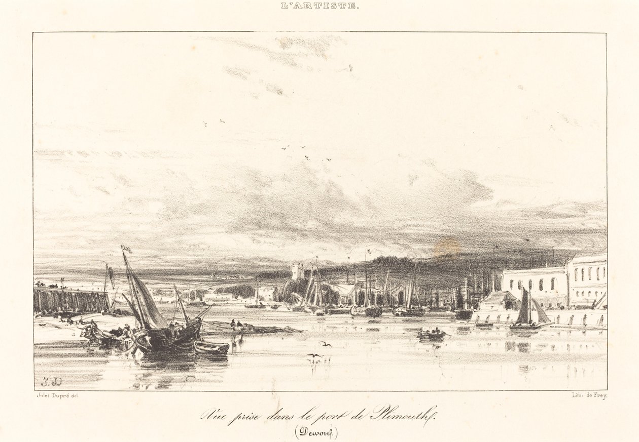 Pohled v přístavu Plymouth od Jules Dupré