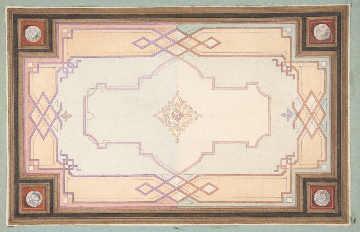 Návrh na strop, druhá polovina 19. století. Tvůrci: Jules-Edmond-Charles Lachaise, Eugène-Pierre Gourdet. od Jules Edmond Charles Lachaise and Eugène Pierre Gourdet