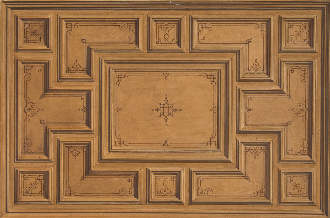 Design pro zdobený strop, 1840-97. Tvůrci: Jules-Edmond-Charles Lachaise, Eugène-Pierre Gourdet. od Jules Edmond Charles Lachaise and Eugène Pierre Gourdet
